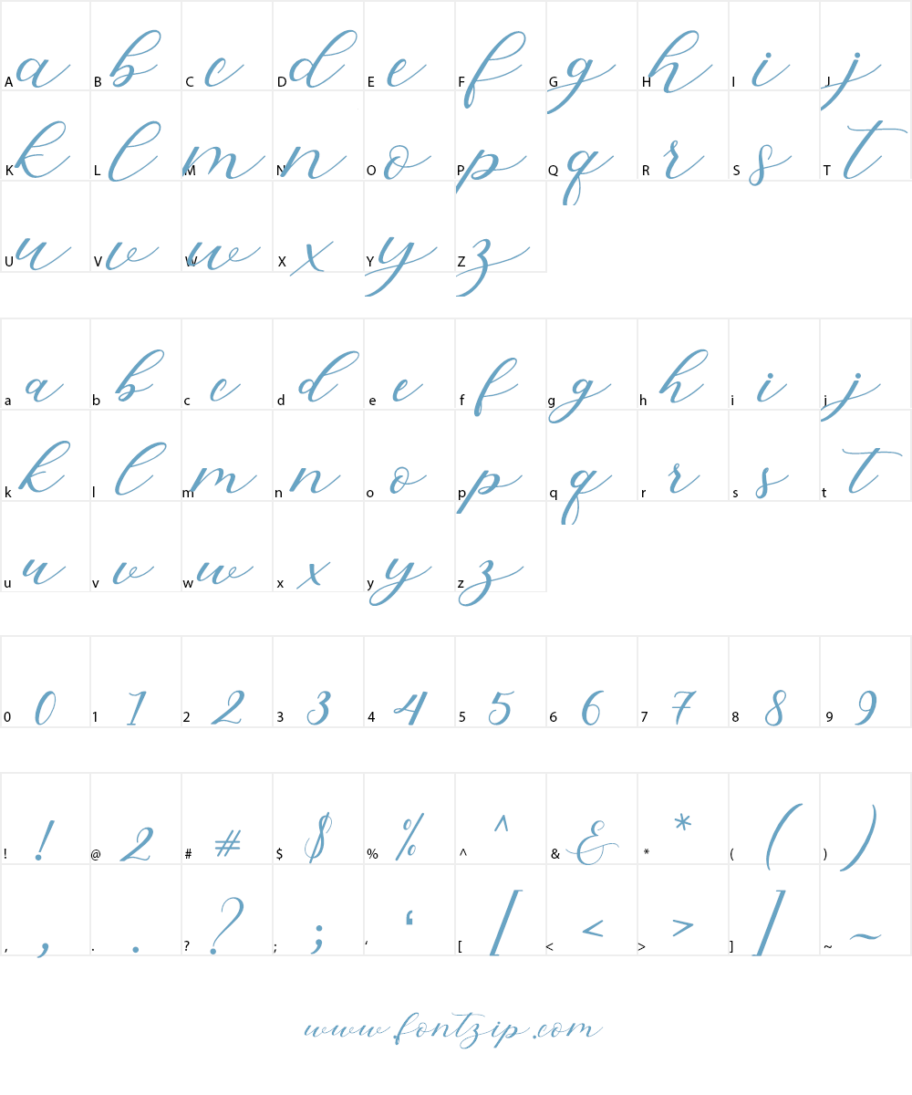 Hiters Script Font Character
